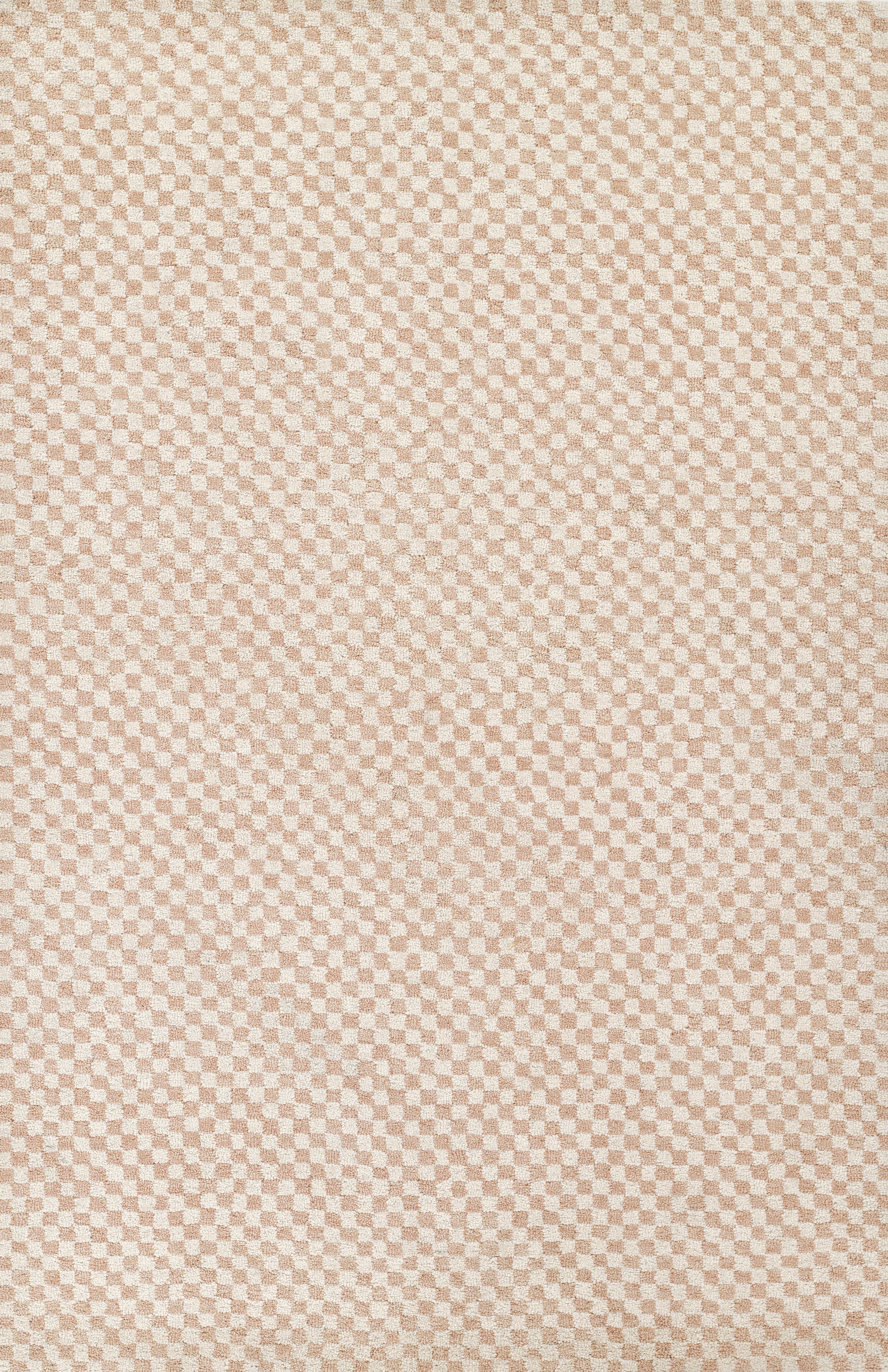 Blush pink and beige micro-check fabric with tiny square texture; soft woven textile for upholstery or clothing.