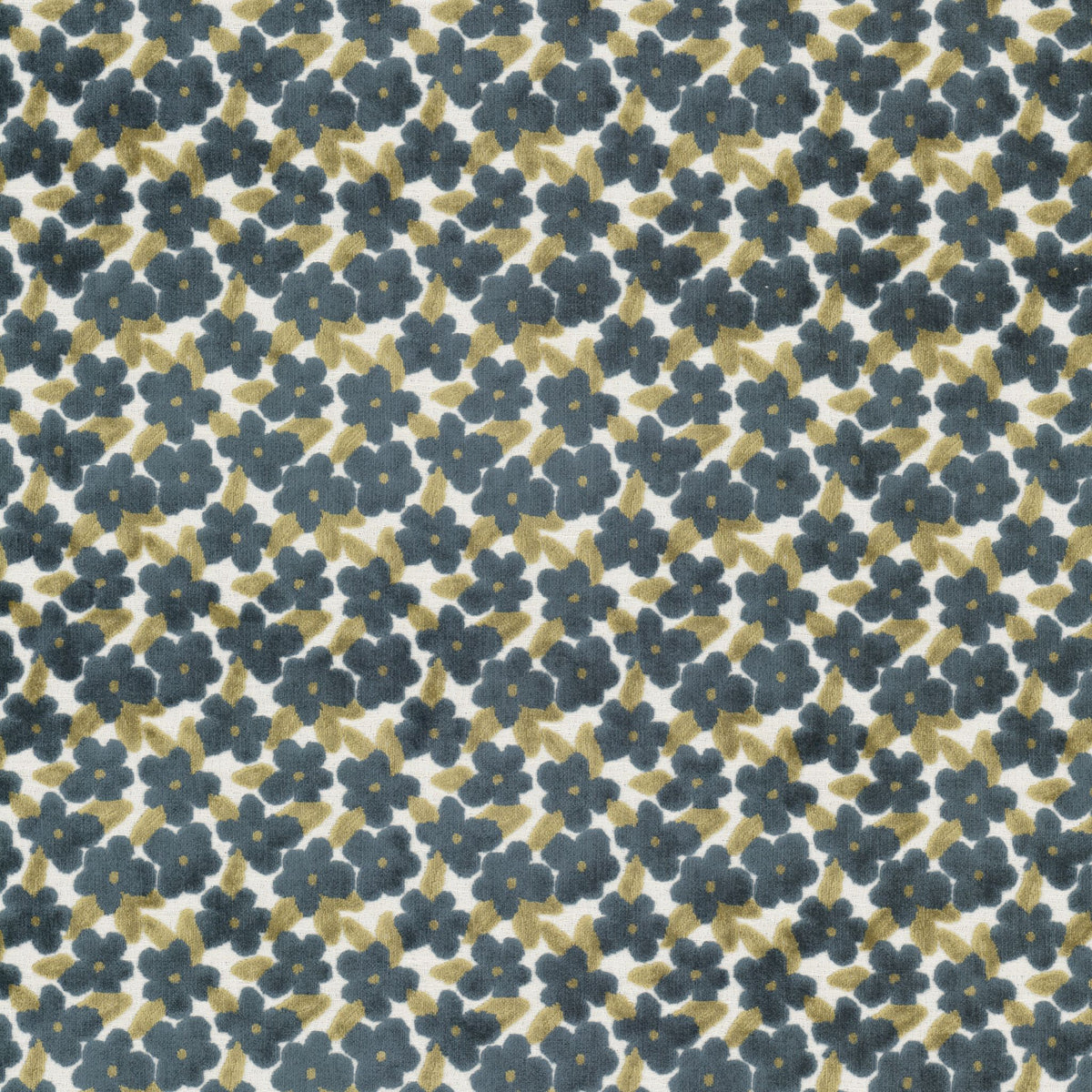 STOUT TEXTILES  UPHOLSTERY,VELVET TRADITIONAL, FLORAL INDIGO,INK   - CHEL-2