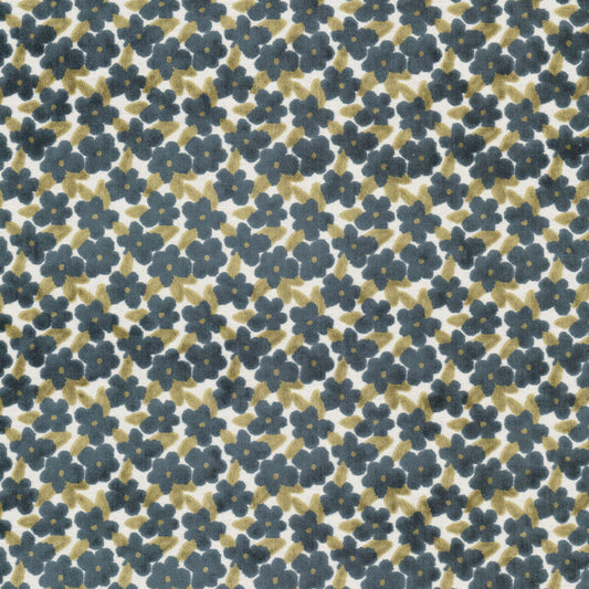 STOUT TEXTILES  UPHOLSTERY,VELVET TRADITIONAL, FLORAL INDIGO,INK   - CHEL-2