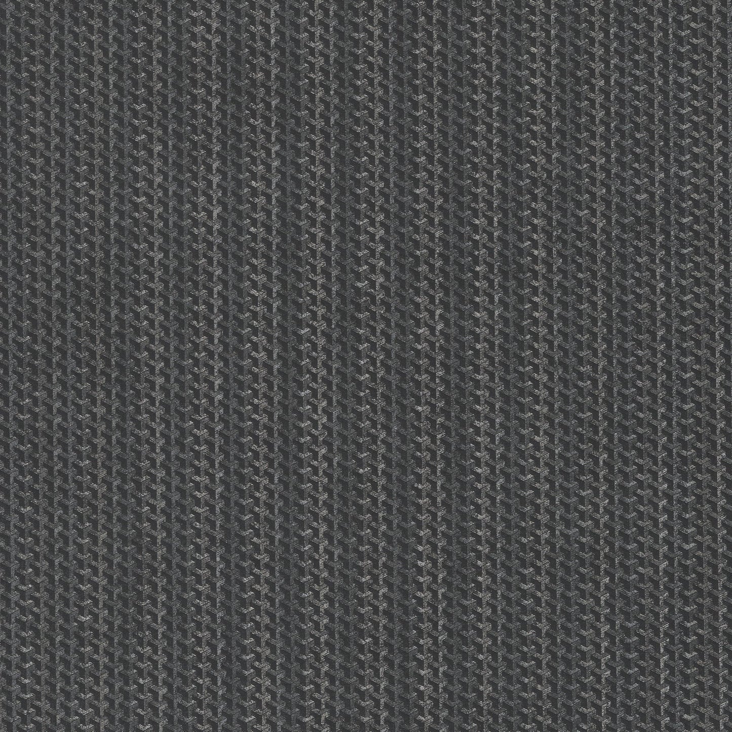 Dark forged-iron gray woven fabric with tight, repeating texture for upholstery.
