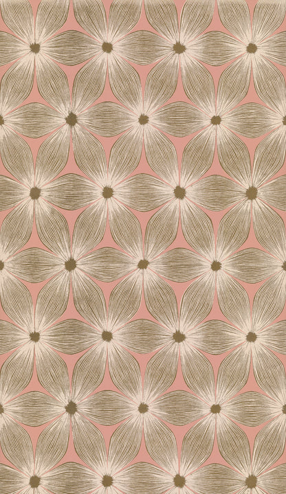 York Wallcoverings Candice Olson Modern Artisan II Everlasting Coral and Gold Wallpaper  Florals and Flowers Oranges   - CI2301