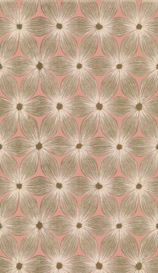 York Wallcoverings Candice Olson Modern Artisan II Everlasting Coral and Gold Wallpaper  Florals and Flowers Oranges   - CI2301