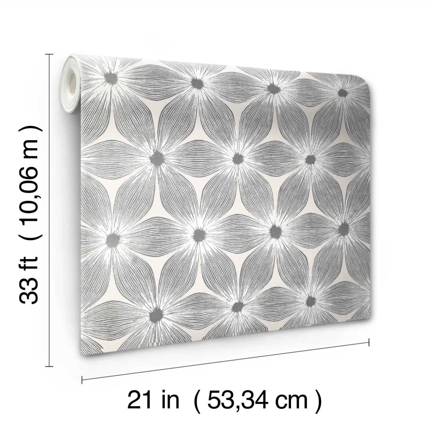 York Wallcoverings Candice Olson Modern Artisan II Everlasting White and Silver Wallpaper  Florals and Flowers Whites and Off-Whites   - CI2302