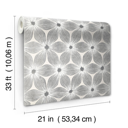 York Wallcoverings Candice Olson Modern Artisan II Everlasting White and Silver Wallpaper  Florals and Flowers Whites and Off-Whites   - CI2302