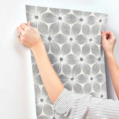 York Wallcoverings Candice Olson Modern Artisan II Everlasting White and Silver Wallpaper  Florals and Flowers Whites and Off-Whites   - CI2302