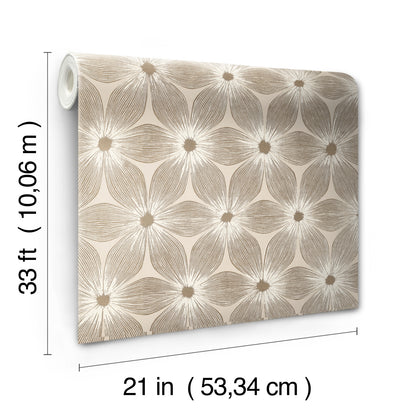 York Wallcoverings Candice Olson Modern Artisan II Everlasting Beige and Gold Wallpaper  Florals and Flowers Neutrals   - CI2304