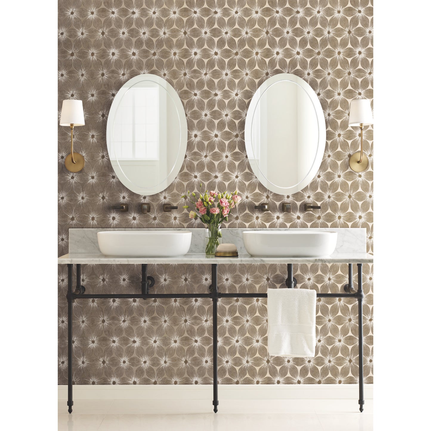 York Wallcoverings Candice Olson Modern Artisan II Everlasting Beige and Gold Wallpaper  Florals and Flowers Neutrals   - CI2304
