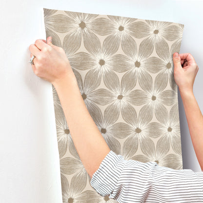 York Wallcoverings Candice Olson Modern Artisan II Everlasting Beige and Gold Wallpaper  Florals and Flowers Neutrals   - CI2304