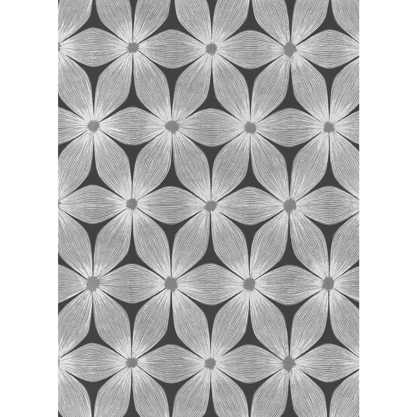 York Wallcoverings Candice Olson Modern Artisan II Everlasting Black and Silver Wallpaper  Florals and Flowers Blacks   - CI2305