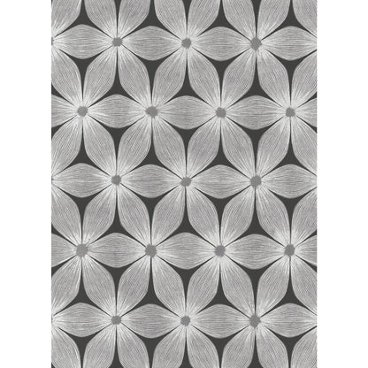 York Wallcoverings Candice Olson Modern Artisan II Everlasting Black and Silver Wallpaper  Florals and Flowers Blacks   - CI2305