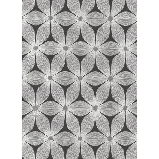 York Wallcoverings Candice Olson Modern Artisan II Everlasting Black and Silver Wallpaper  Florals and Flowers Blacks   - CI2305