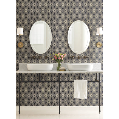 York Wallcoverings Candice Olson Modern Artisan II Everlasting Black and Silver Wallpaper  Florals and Flowers Blacks   - CI2305