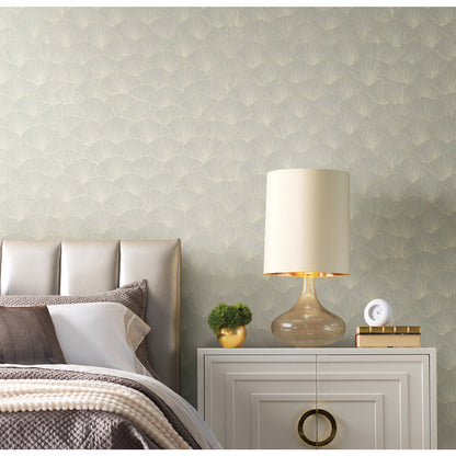 York Wallcoverings Candice Olson Modern Artisan II Luminous Gingko Grey Wallpaper  Botanical Greys   - CI2333