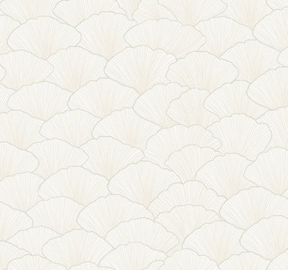 York Wallcoverings Candice Olson Modern Artisan II Luminous Ginkgo White and Cream Wallpaper  Botanical Whites and Off-Whites   - CI2335