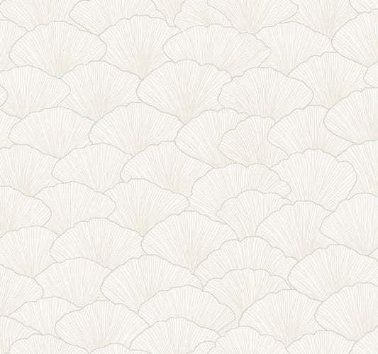 York Wallcoverings Candice Olson Modern Artisan II Luminous Ginkgo White and Cream Wallpaper  Botanical Whites and Off-Whites   - CI2335