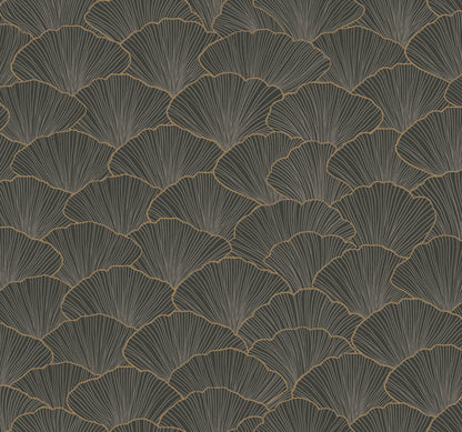 York Wallcoverings Candice Olson Modern Artisan II Luminous Gingko Grey Wallpaper  Botanical Greys   - CI2336