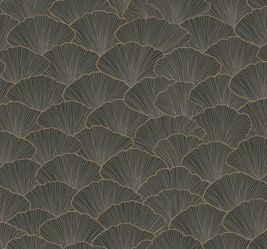 York Wallcoverings Candice Olson Modern Artisan II Luminous Gingko Grey Wallpaper  Botanical Greys   - CI2336