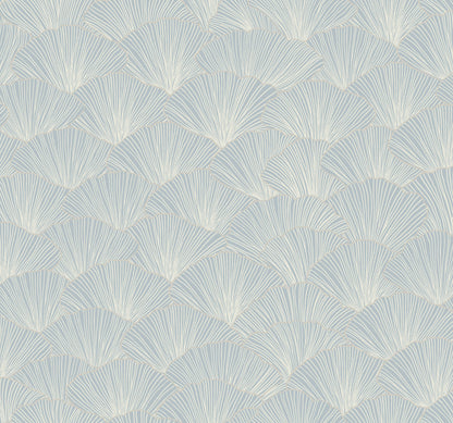 York Wallcoverings Candice Olson Modern Artisan II Luminous Gingko Blue Wallpaper  Botanical Blues   - CI2338