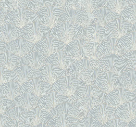 York Wallcoverings Candice Olson Modern Artisan II Luminous Gingko Blue Wallpaper  Botanical Blues   - CI2338