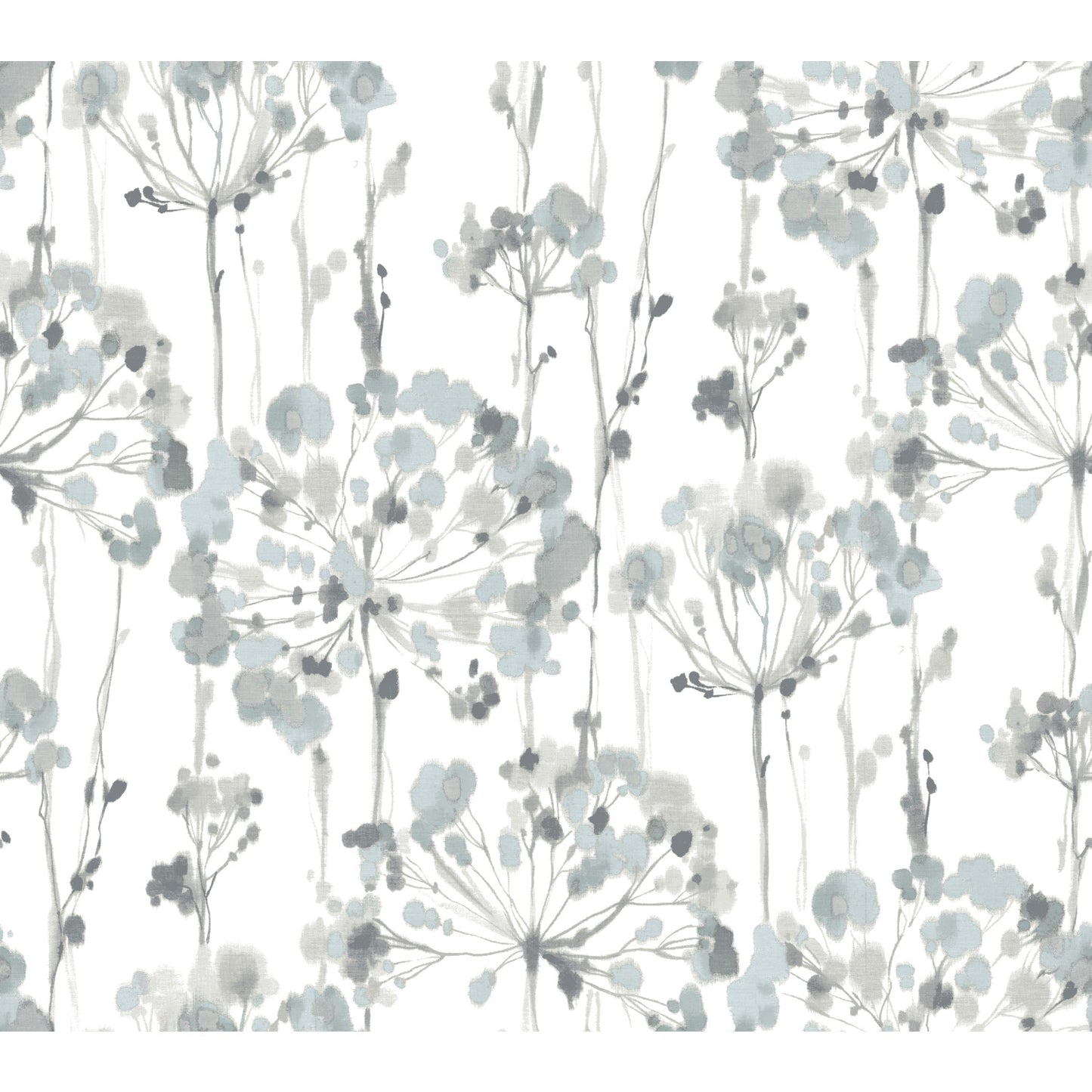York Wallcoverings Grasscloth and Natural Resource Flourish Blue and Grey Wallpaper  Florals and Flowers Blues   - CI2426