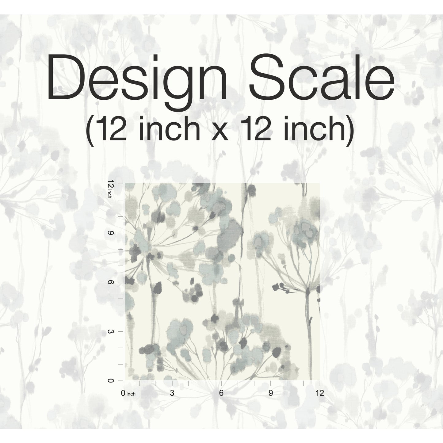 York Wallcoverings Grasscloth and Natural Resource Flourish Blue and Grey Wallpaper  Florals and Flowers Blues   - CI2426