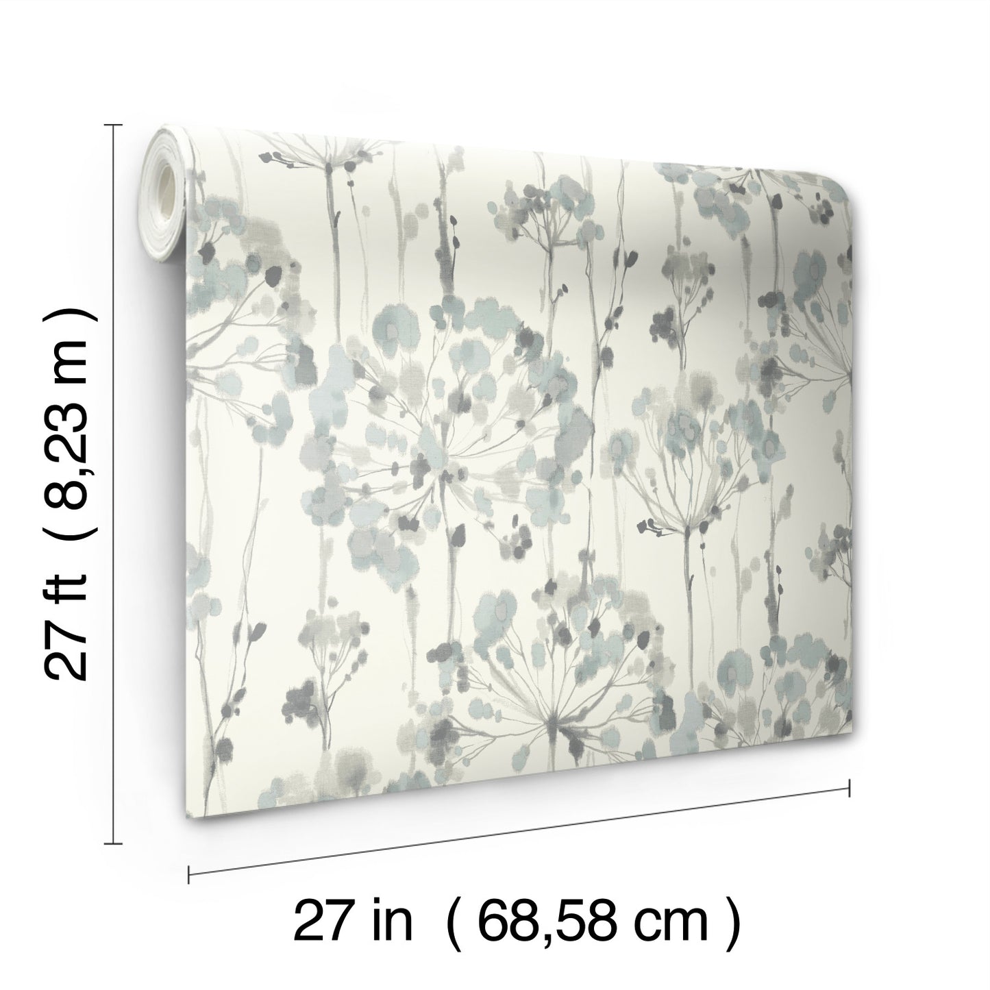 York Wallcoverings Grasscloth and Natural Resource Flourish Blue and Grey Wallpaper  Florals and Flowers Blues   - CI2426