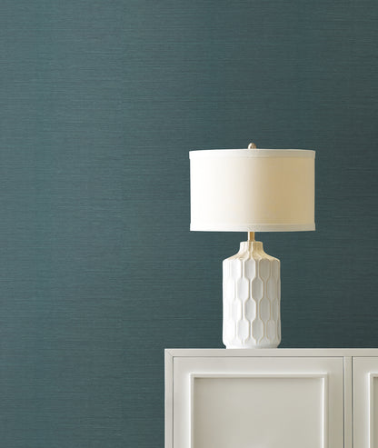 York Wallcoverings Best Sellers Maguey Sisal Dark Teal Wallpaper Traditional Grasscloth Blues   - CL1029NWFD