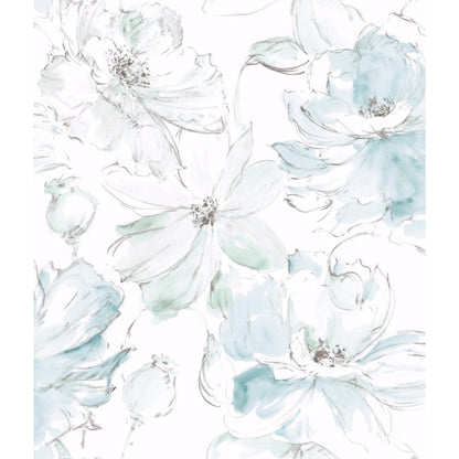 York Wallcoverings Best Sellers Floral Dreams Blue and Green Wallpaper  Botanical Blues   - CL2517