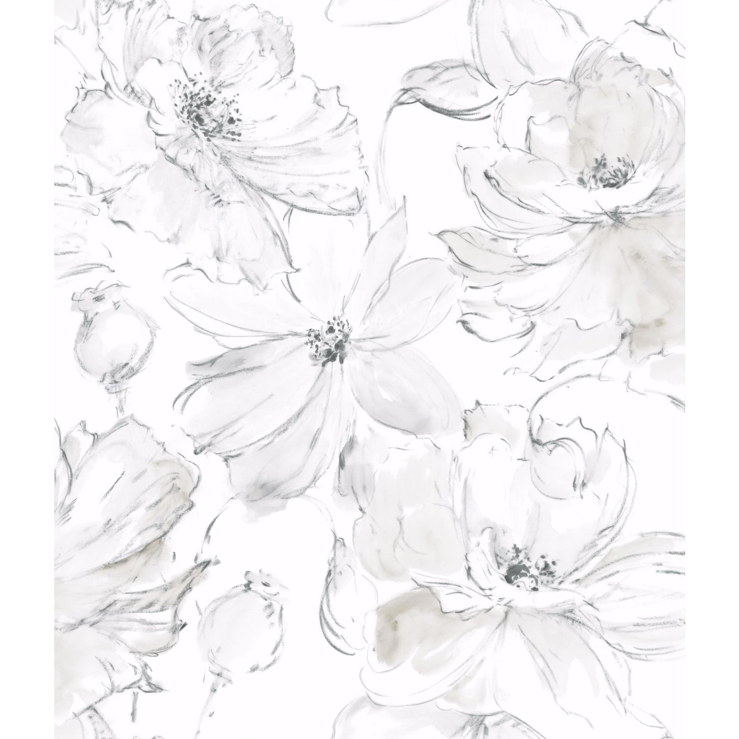 York Wallcoverings Best Sellers Floral Dreams Grey Wallpaper  Botanical Greys   - CL2520