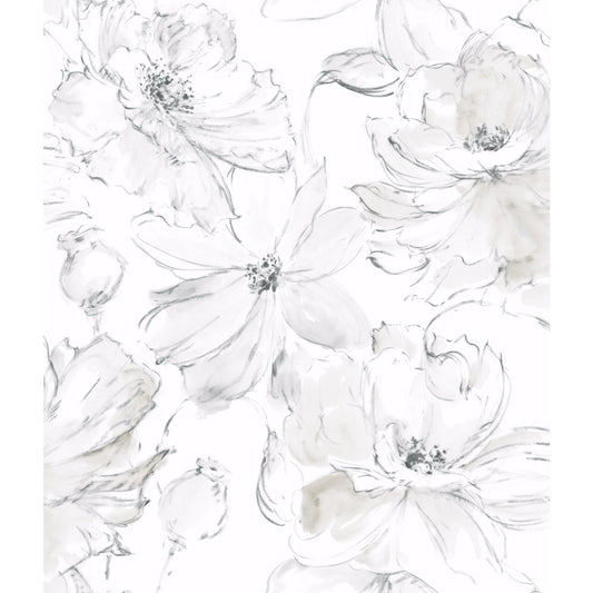 York Wallcoverings Best Sellers Floral Dreams Grey Wallpaper  Botanical Greys   - CL2520
