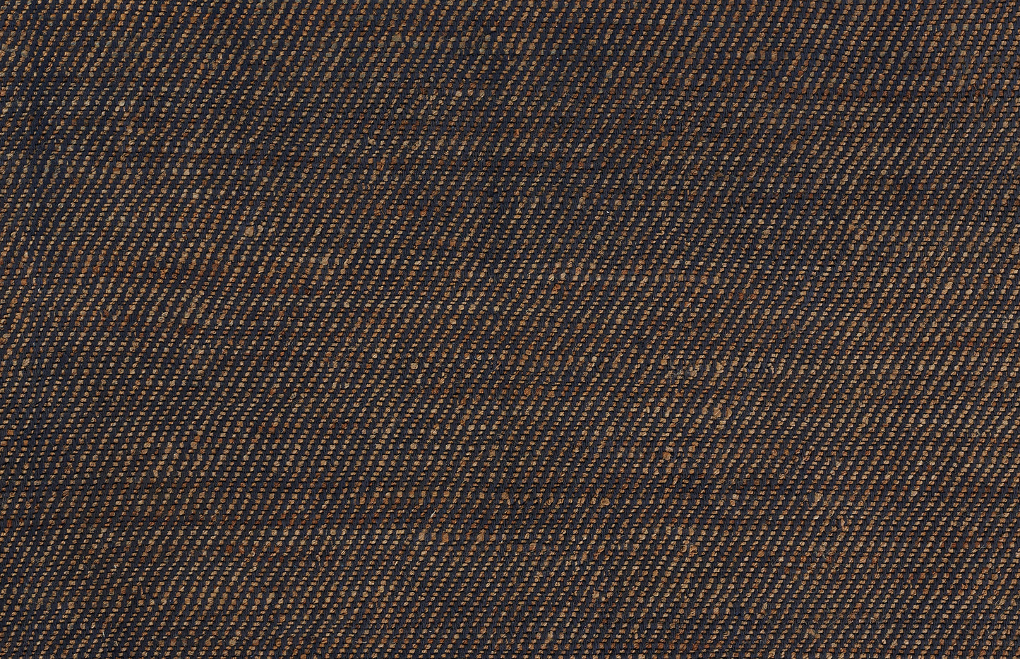 Dark blue rug close-up with denim twill diagonal weave.