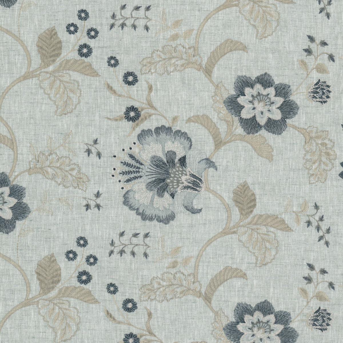 STOUT TEXTILES  MULTIPURPOSE,EMBROIDERIES TRANSITIONAL,, FLORAL COLONIAL,COPEN,DELFT   - CLEO-2