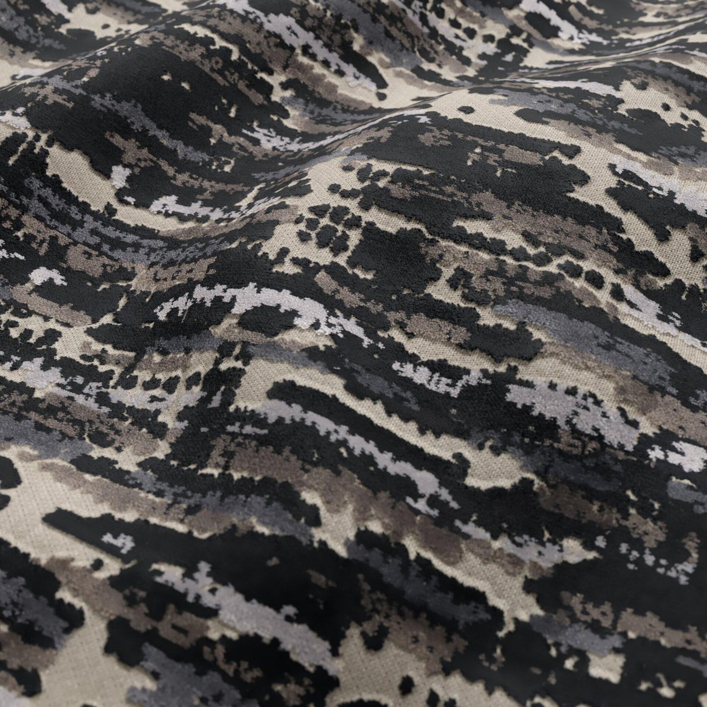 JF Fabrics  CLUB 97 Fabric Texture, Abstract Black, Steel Blue, Silver, Taupe, Grey, Beige  Velvet - 9751597 J9541