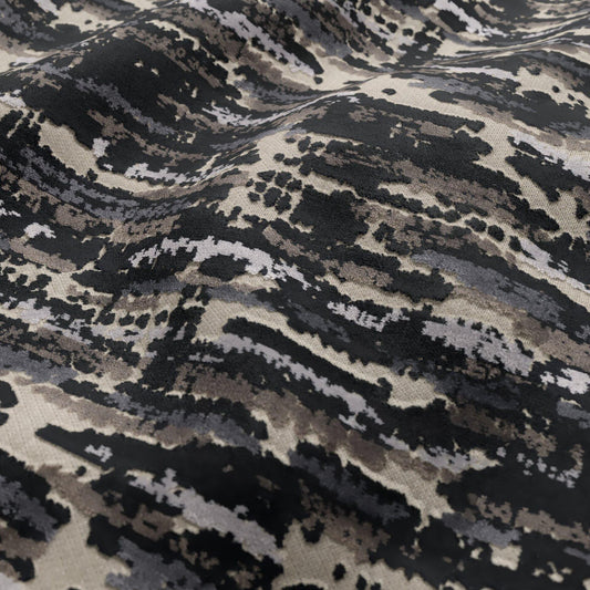 JF Fabrics  CLUB 97 Fabric Texture, Abstract Black, Steel Blue, Silver, Taupe, Grey, Beige  Velvet - 9751597 J9541