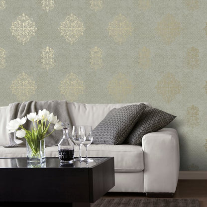 Galerie Wallcoverings Lustre Damask Galerie Wallcoverings  Rose Gold   - CM2486