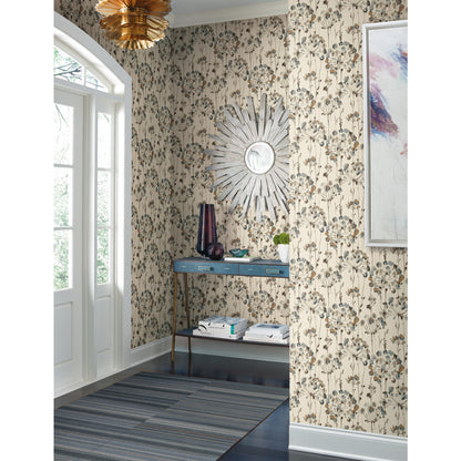 York Wallcoverings Candice Olson Modern Artisan II Flourish Teal Wallpaper  Florals and Flowers Blues   - CN2100