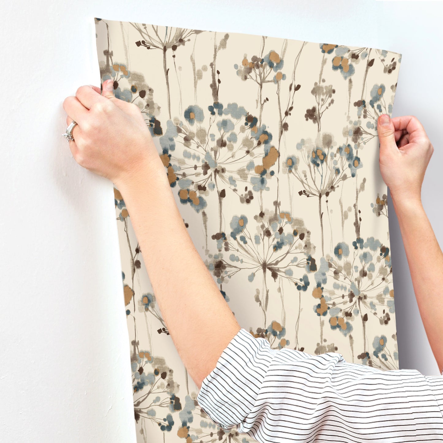 York Wallcoverings Candice Olson Modern Artisan II Flourish Teal Wallpaper  Florals and Flowers Blues   - CN2100