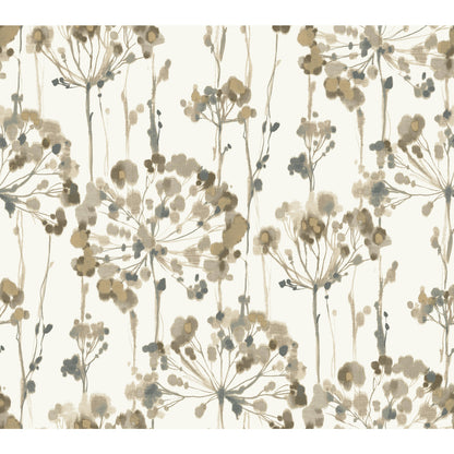 York Wallcoverings Candice Olson Decadence II Flourish Taupe Metallic Wallpaper  Florals and Flowers Whites and Off-Whites   - CN2103