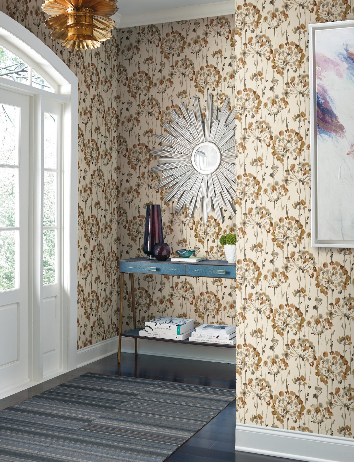 York Wallcoverings Best Sellers Flourish Cream and Gold Metallic Wallpaper  Florals and Flowers Browns   - CN2105