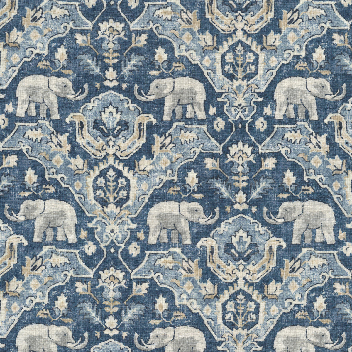 STOUT TEXTILES  MULTIPURPOSE,PRINT TRADITIONAL, ANIMAL MOTIF INDIGO,INK   - COLG-1