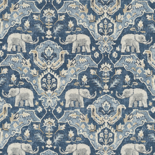 STOUT TEXTILES  MULTIPURPOSE,PRINT TRADITIONAL, ANIMAL MOTIF INDIGO,INK   - COLG-1