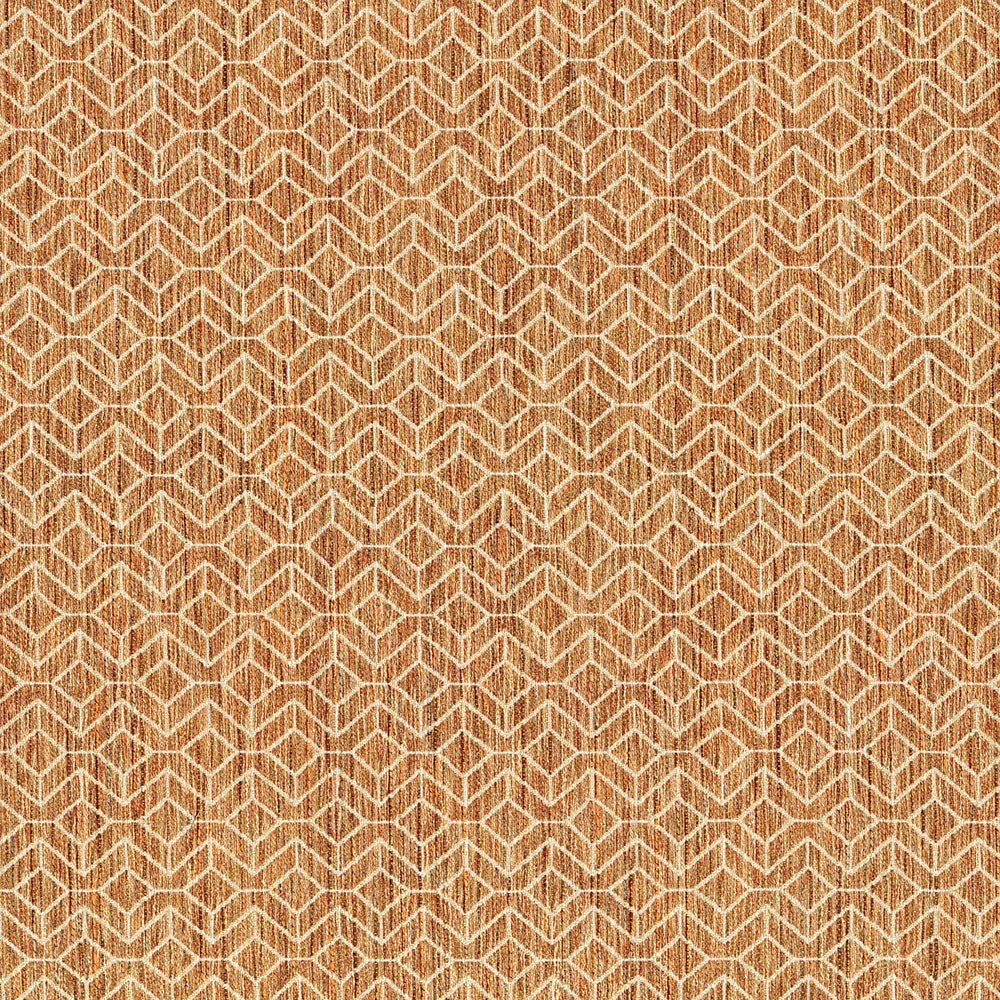 Brown Terra geometric stripe fabric; woven upholstery fabric with tan highlights, suitable for upholstery or cushions.