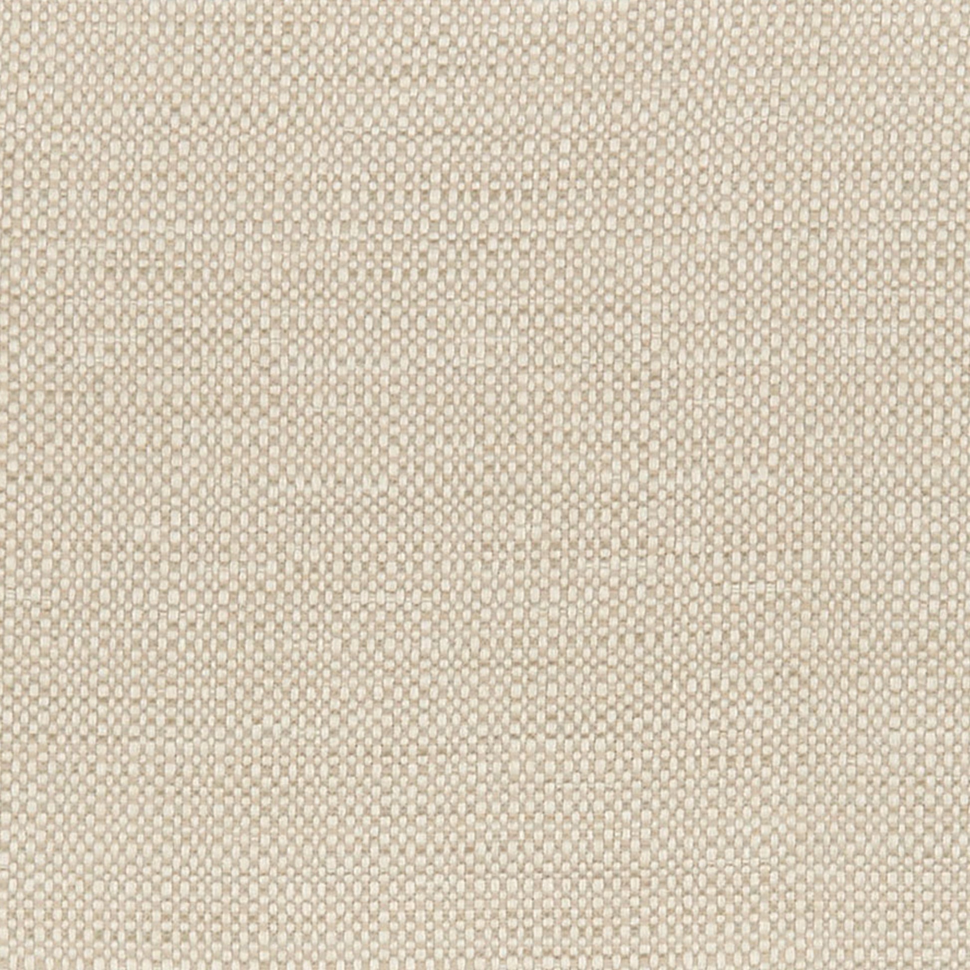 Beige woven fabric close-up with tight, linen-like texture; upholstery material.