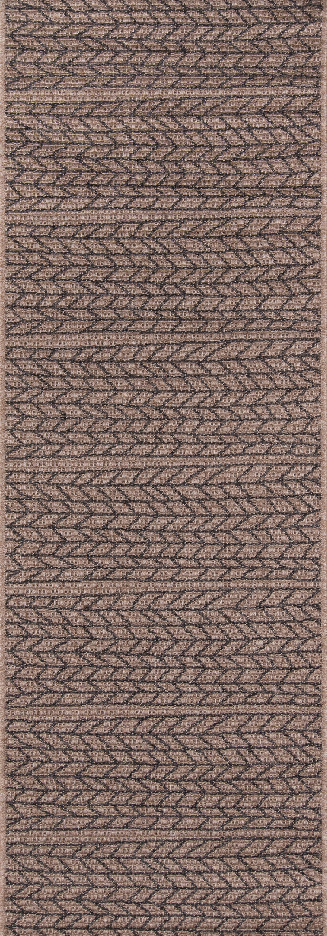 Tan & brown woven rug with chevron zigzag pattern; natural fiber look, 4' x 6' rug for hallway or floor decor.