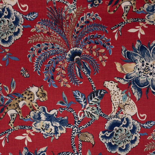 STOUT TEXTILES  MULTIPURPOSE,PRINT TRADITIONAL, FLORAL LACQUER,LIPSTICK,RED   - COND-2