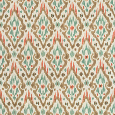 KRAVET BASICS PRINT IKAT/SOUTHWEST/KILIMS WHITE,CORAL,TURQUOISE   - CONQUET.312.0