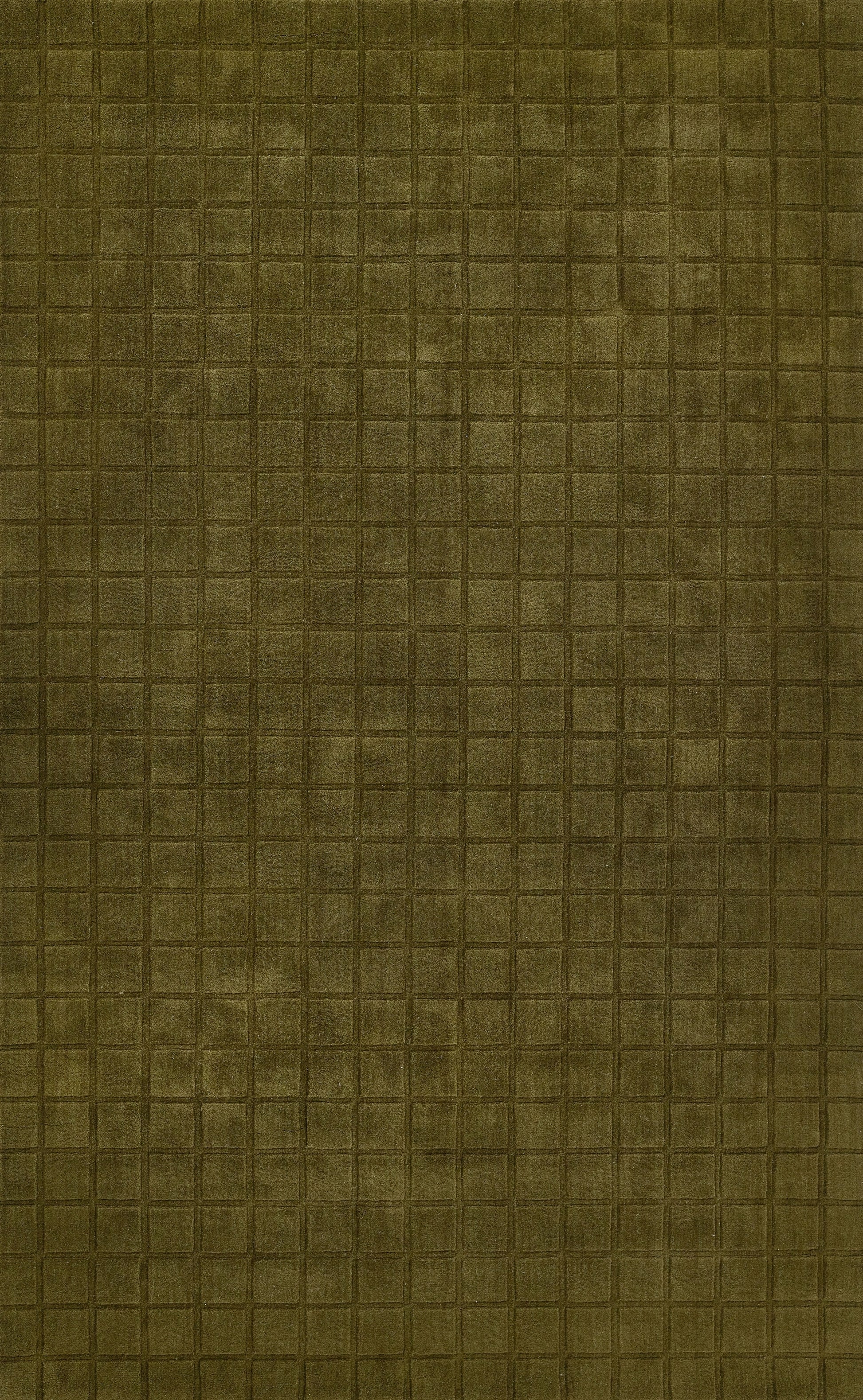 Olive green grid-textured leather-like material with small square pattern; ideal for upholstery or bags.