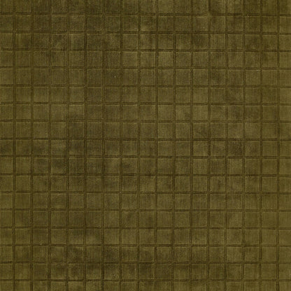 Olive green grid-patterned suede-like texture with small square embossing and a soft matte finish.