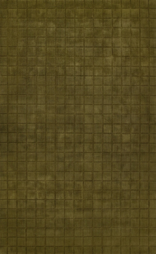 Olive green textured material with a subtle square grid pattern, leather-like finish.
