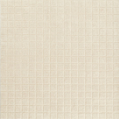 Beige grid-textured wallpaper with small square pattern; neutral, matte finish, versatile for walls.